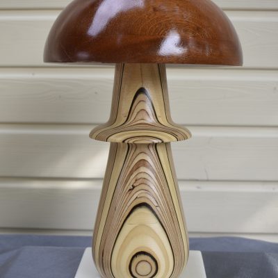 Champignon N°09 Wengé, Okoumé, Peuplier, Sipo sur socle en corian